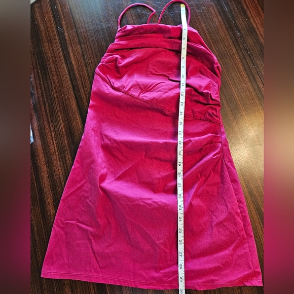 Pull&Bear Fuscia Halter Ruched Mini Dress Spaghetti Straps Sz M NWT - Picture 8 of 13